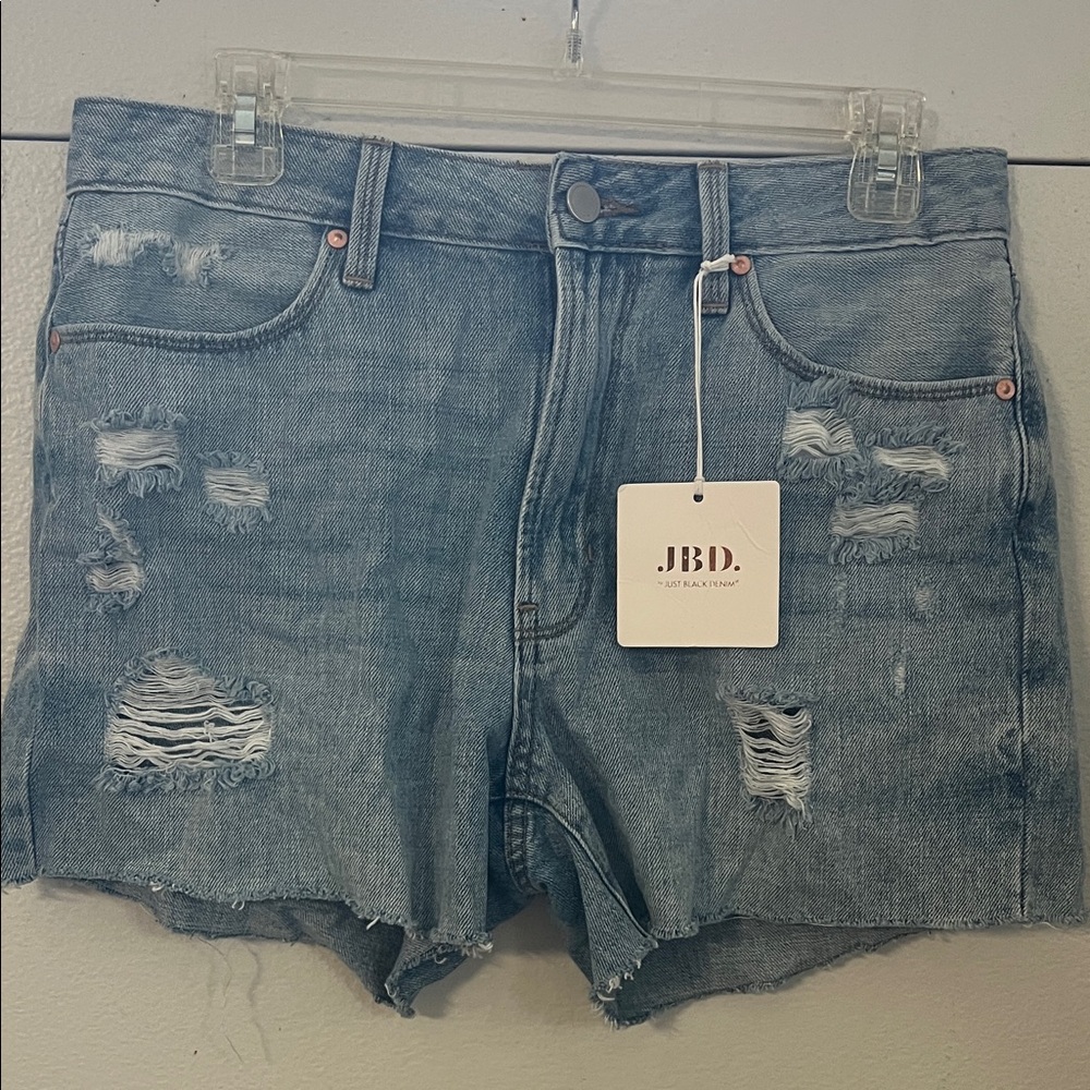 Just Black Light Blue Distressed Jean Shorts